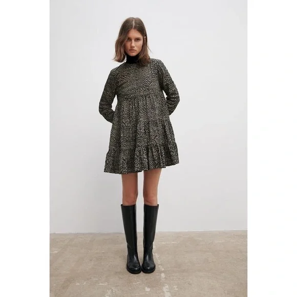 Zara | Dresses | Zara Stone Cheetah Print Mini Flared Dress | Poshmark
